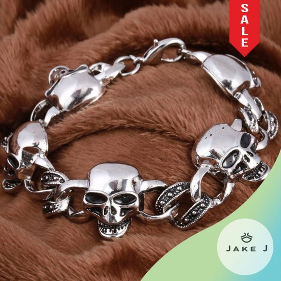 Jake J Other - 🍑Gothic Skull Western Cuban Chain Stainless Steel Men Bracelet A-065